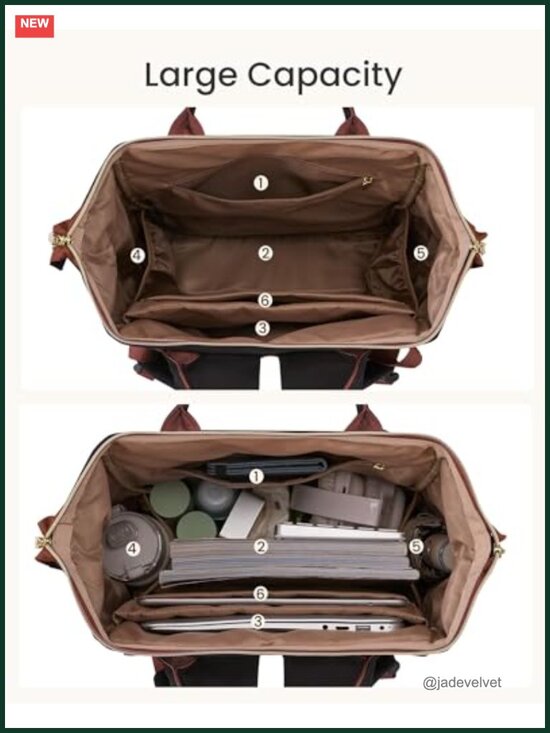 Laptop Backpack for Women with Giant Tumbler Holder, 15.6 inch Travel Work